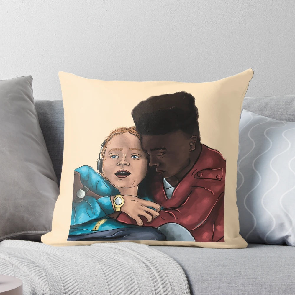 Stranger Things Season 4 Max and Lucas Pillow featuring characters Sadie Sink and Caleb McLaughlin