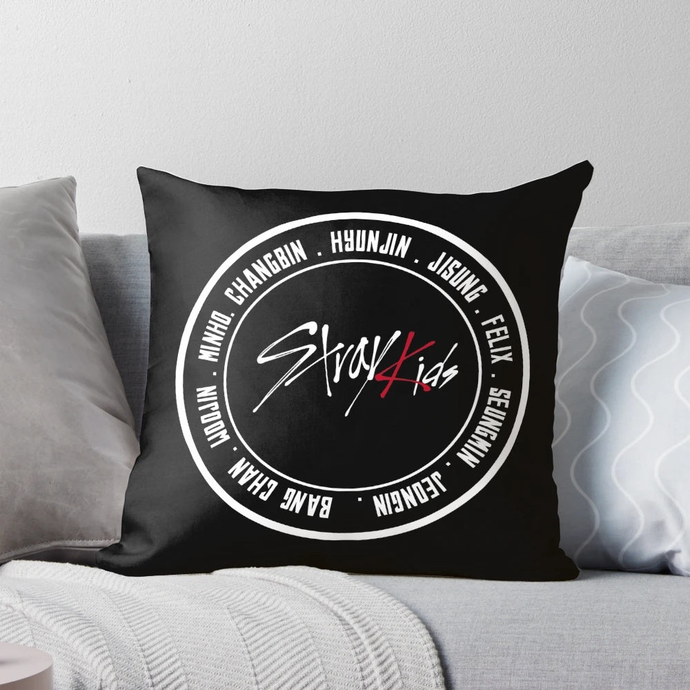 Stray Kids Kpop Throw Pillow with Members' Portraits