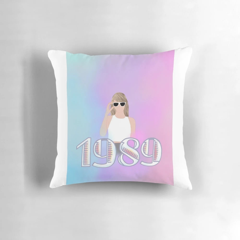 Taylor Swift 1989 album themed pillow with iconic album cover graphics