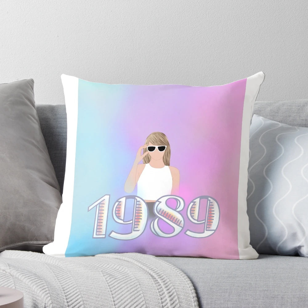 Taylor Swift 1989 album themed pillow with iconic album cover graphics