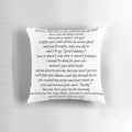 A plush pillow featuring the lyrics "the smallest man who ever lived" from Taylor Swift's songs.