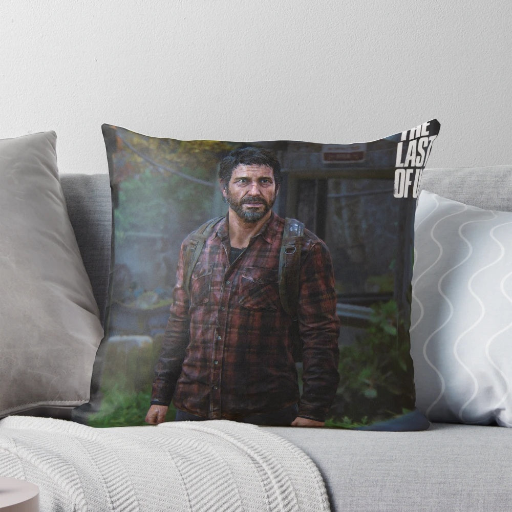 The Last of Us Joel Miller Throw Pillow, featuring the beloved character from the popular video game