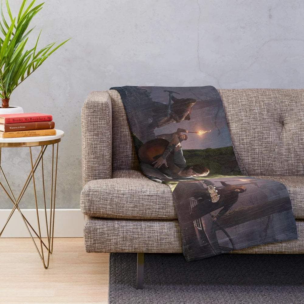 The Last of Us Part 2 Inspired Plush Blanket with Ellie and Joel Design