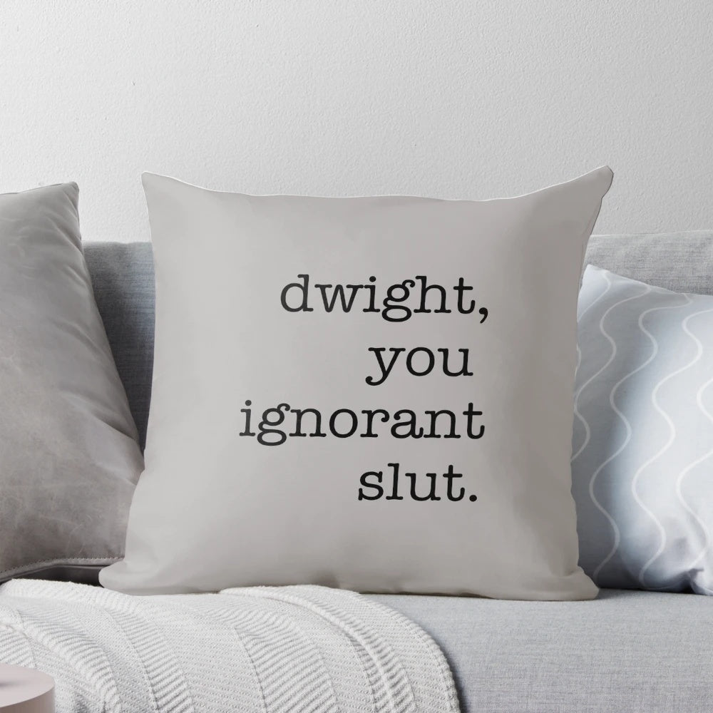 The Office Dwight "You Ignorant Slut" Pillow - Soft, Plush Throw Pillow with Iconic Office Quote