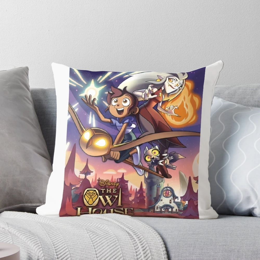 The Owl House Season 2 Throw Pillow - Featuring Eda Clawthorne, Luz Noseda, and King