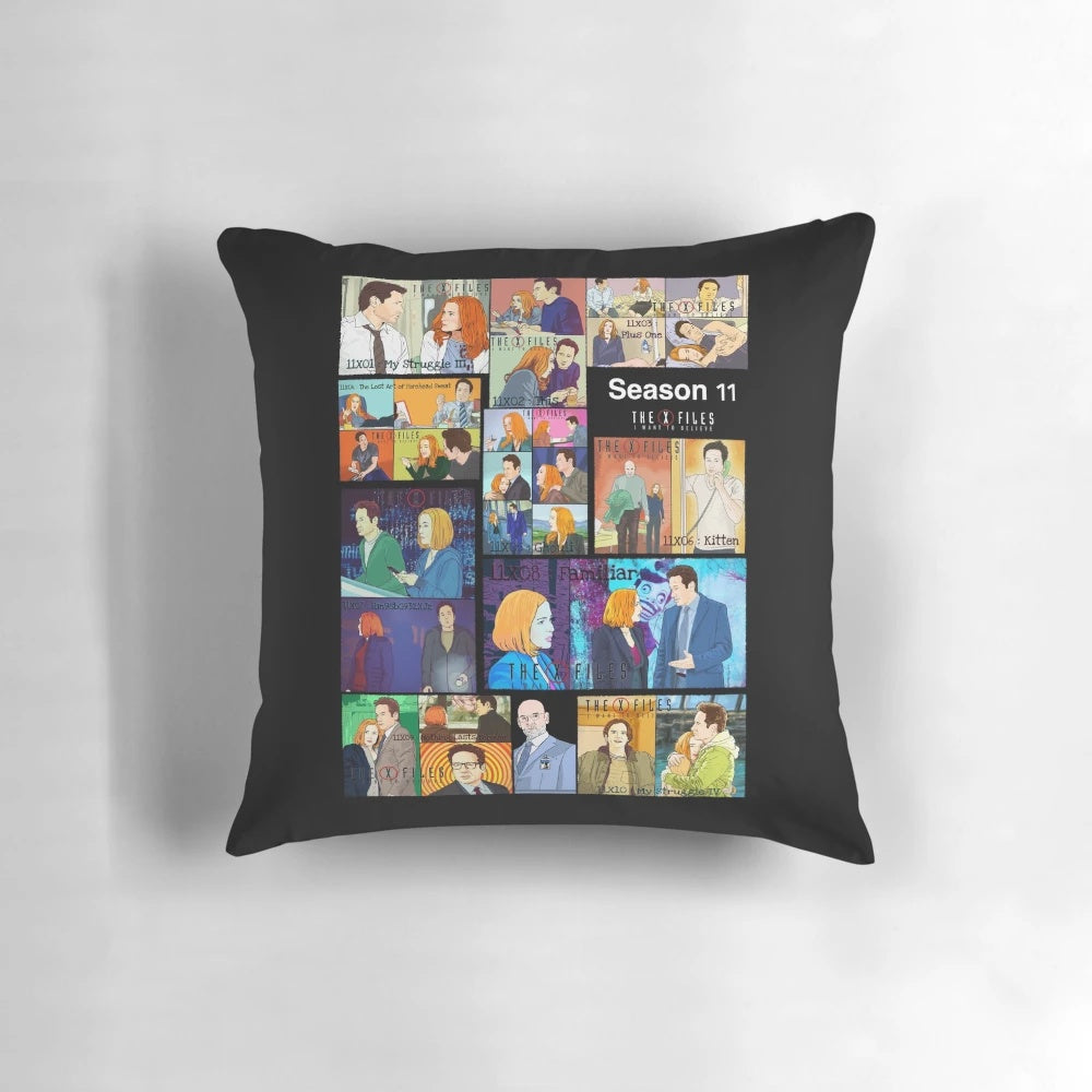 The X-Files Season 11 Pillow featuring Mulder and Scully, the iconic paranormal investigation duo
