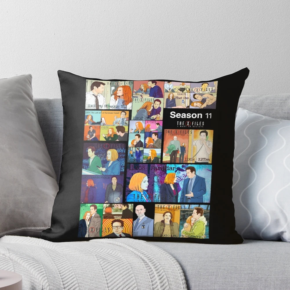 The X-Files Season 11 Pillow featuring Mulder and Scully, the iconic paranormal investigation duo