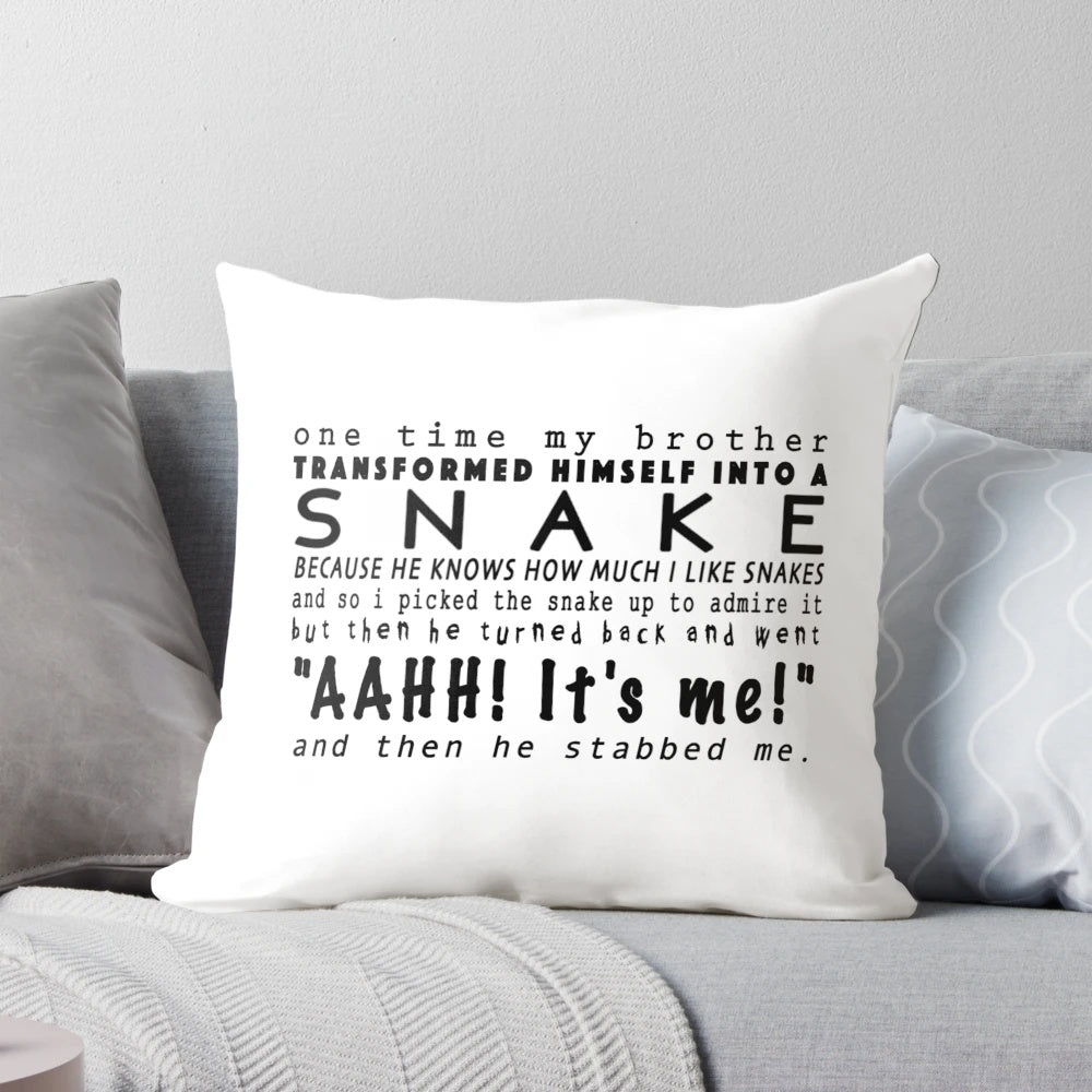 Cozy "Thor Ragnarok" Loki-themed decorative pillow with text "and then he stabbed me