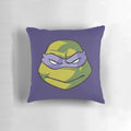 Officially licensed TMNT Donatello face throw pillow, featuring the iconic character from the 1980s cartoon series.
