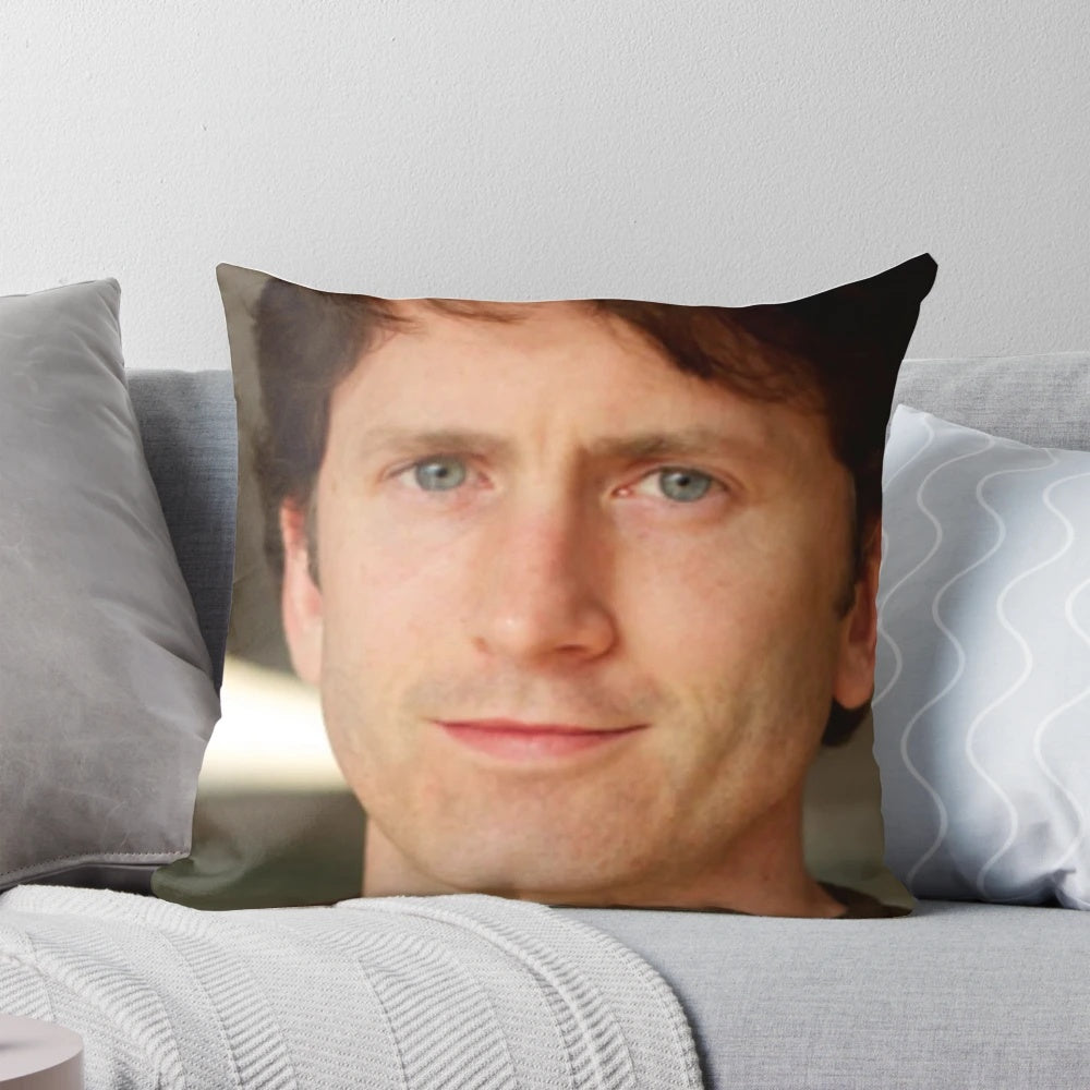 A plush, comfortable pillow featuring the likeness of Bethesda's Todd Howard, perfect for gaming enthusiasts.