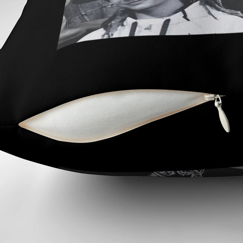 Soft, plush pillow featuring the image of Tom Kaulitz, lead guitarist of the band Tokio Hotel.