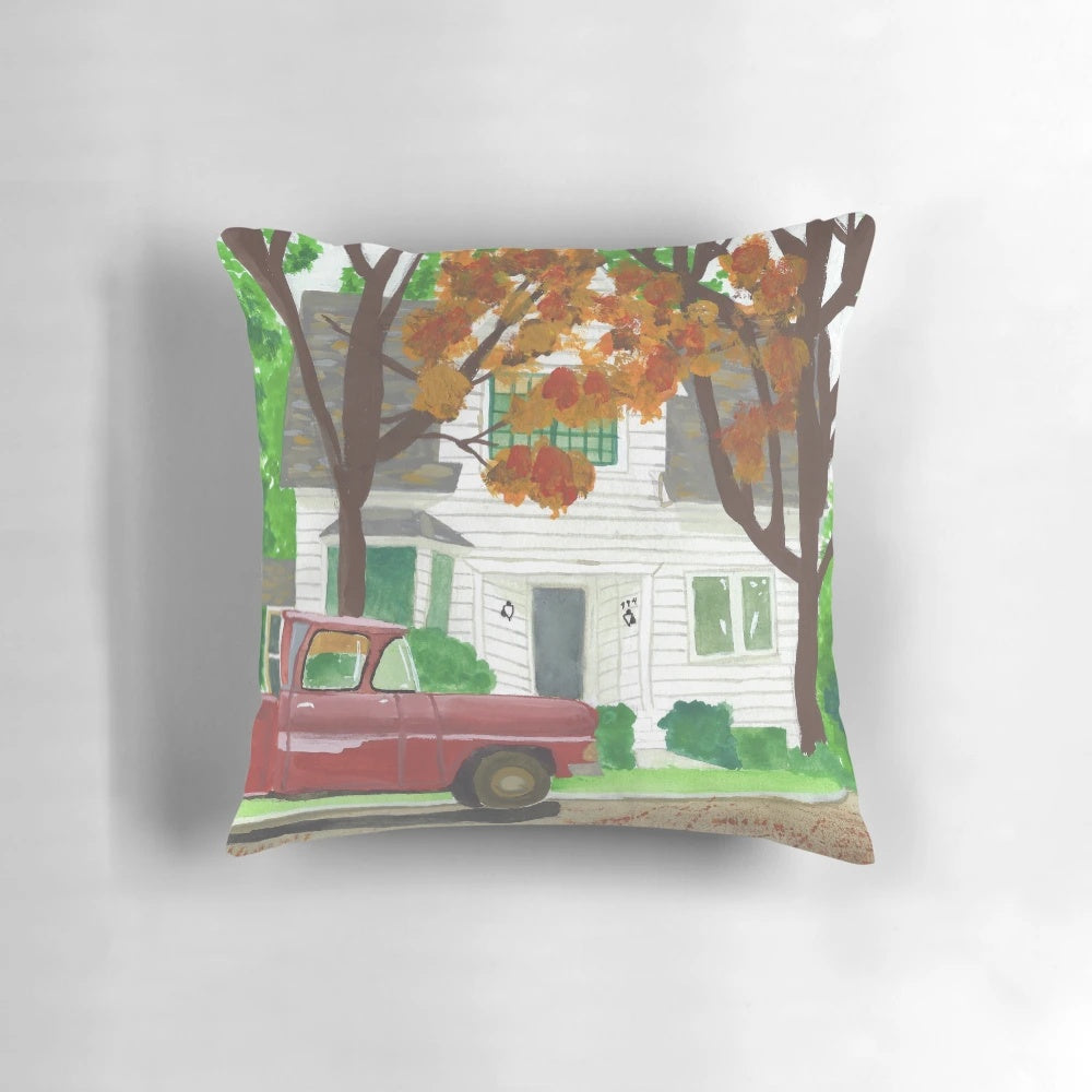 Officially licensed Twilight Saga Bella Swan's House pillow, featuring the iconic home in Forks, Washington