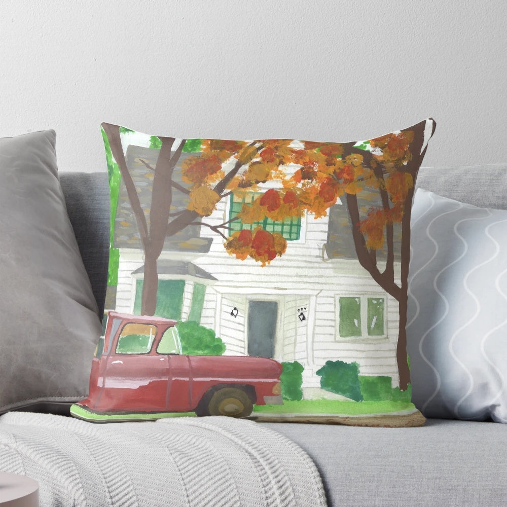 Officially licensed Twilight Saga Bella Swan's House pillow, featuring the iconic home in Forks, Washington