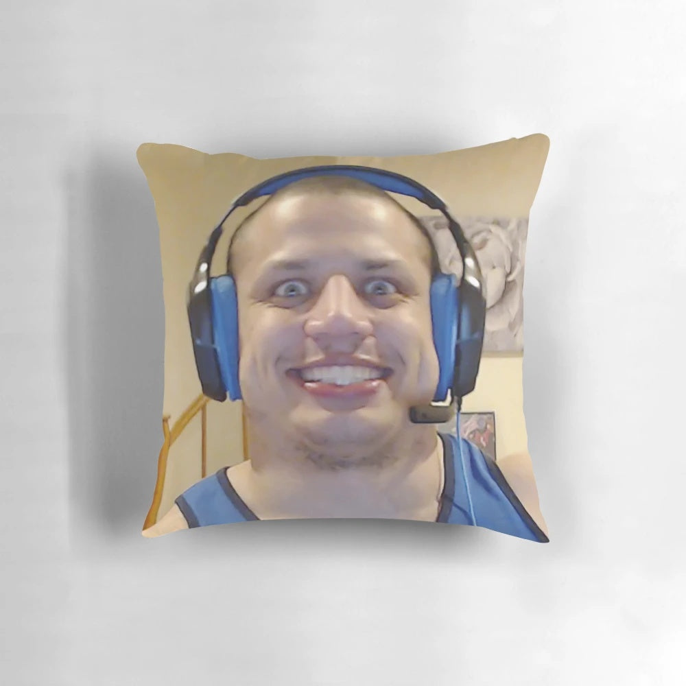 Tyler1 inspired pillow with iconic gaming meme design