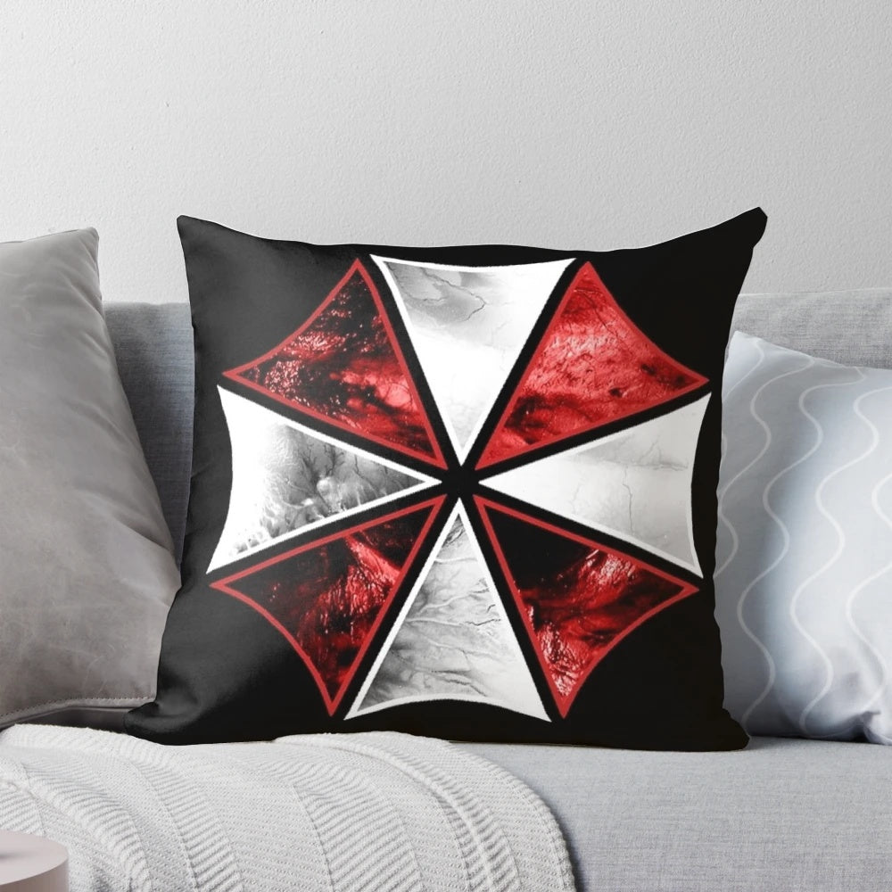 Umbrella Corporation logo pillow from the Resident Evil franchise, a high-quality decorative cushion for fans.
