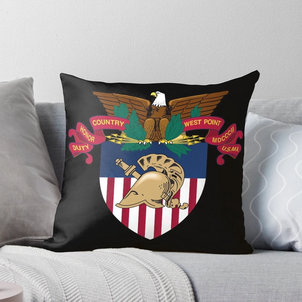 United States Military Academy "West Point" Pillow with Spartan Helmet, Eagle, and Duty Honor Country Insignia