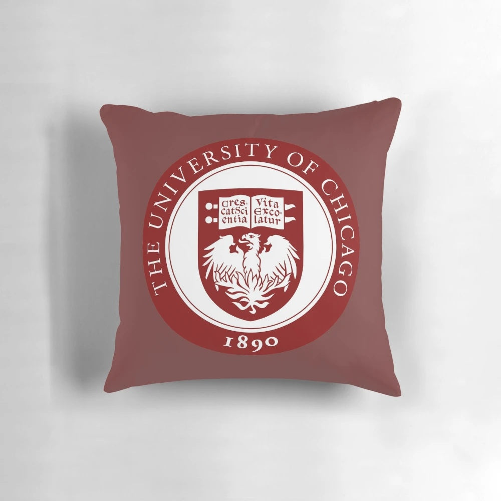 University of Chicago Pillow featuring the institution's iconic logo and branding