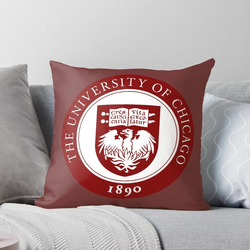 University of Chicago Pillow featuring the institution's iconic logo and branding