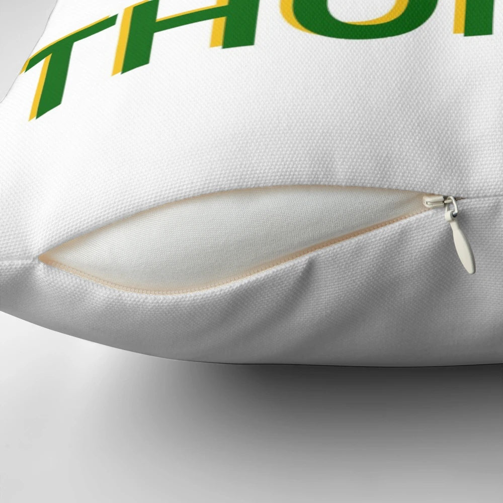 Soft, cozy University of Notre Dame "Shake Down the Thunder" pillow featuring the school's iconic colors and Fighting Irish logo