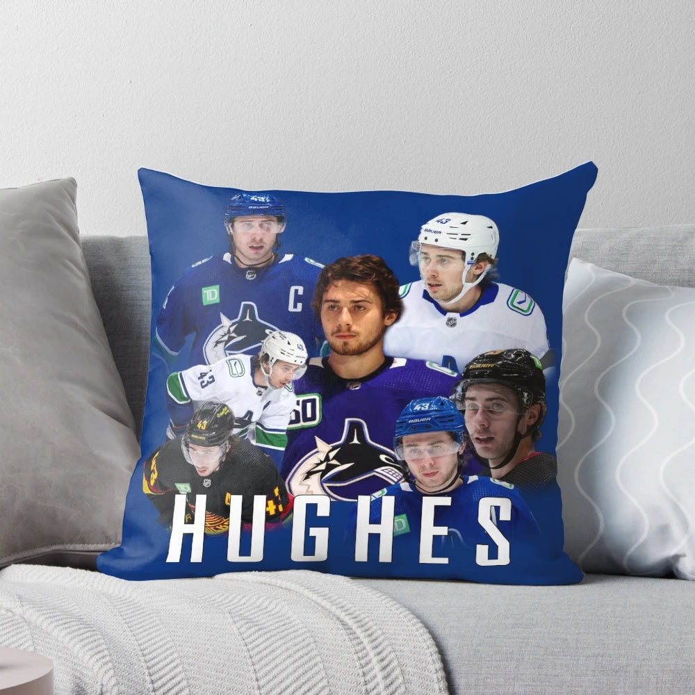 Vancouver Canucks Quinn Hughes Pillow - Soft, Comfortable Hockey Pillow for NHL Fans