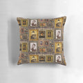 A decorative pillow featuring portraits of the vampire characters from the hit FX TV series "What We Do in the Shadows"
