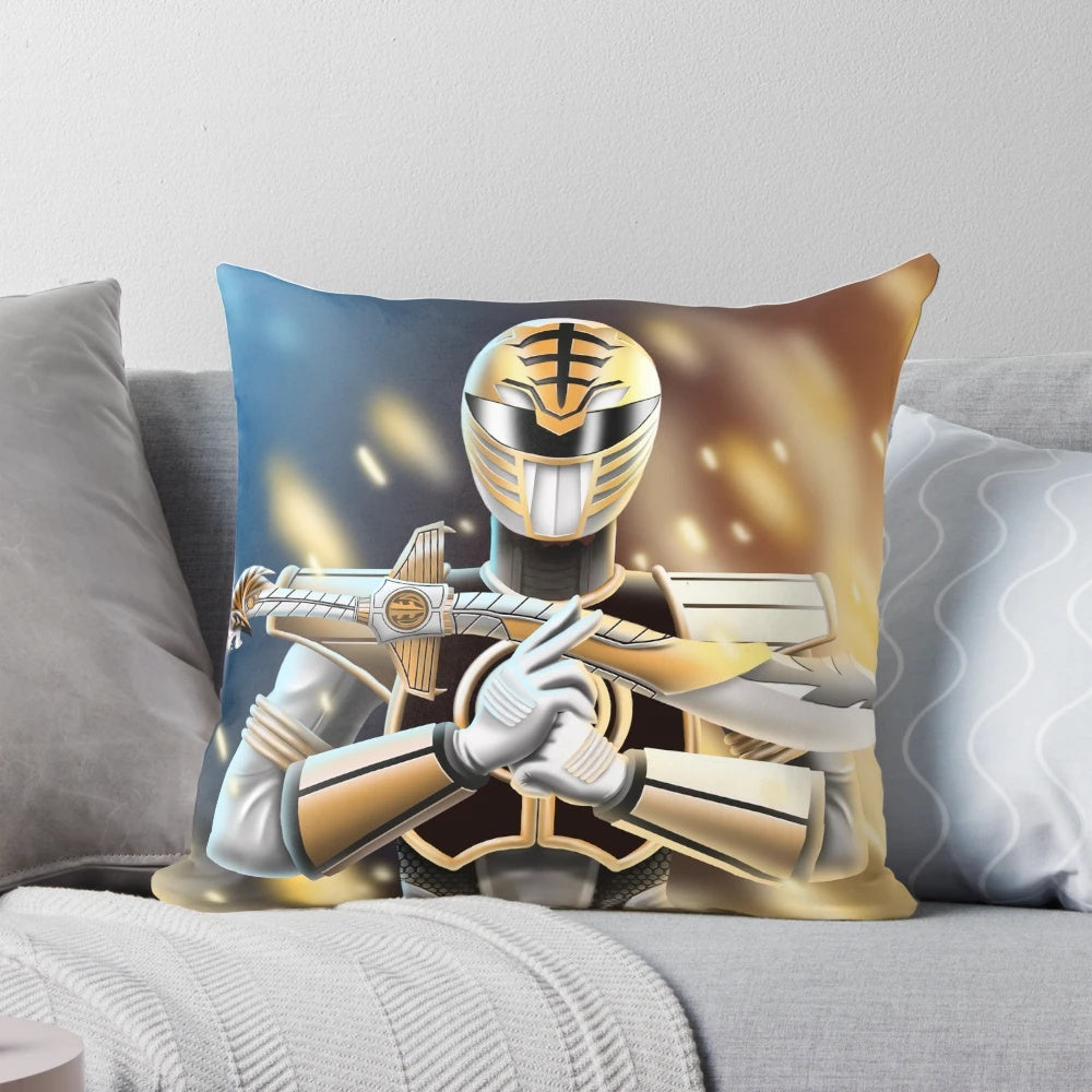 Soft, plush white power ranger pillow with the iconic white ranger design