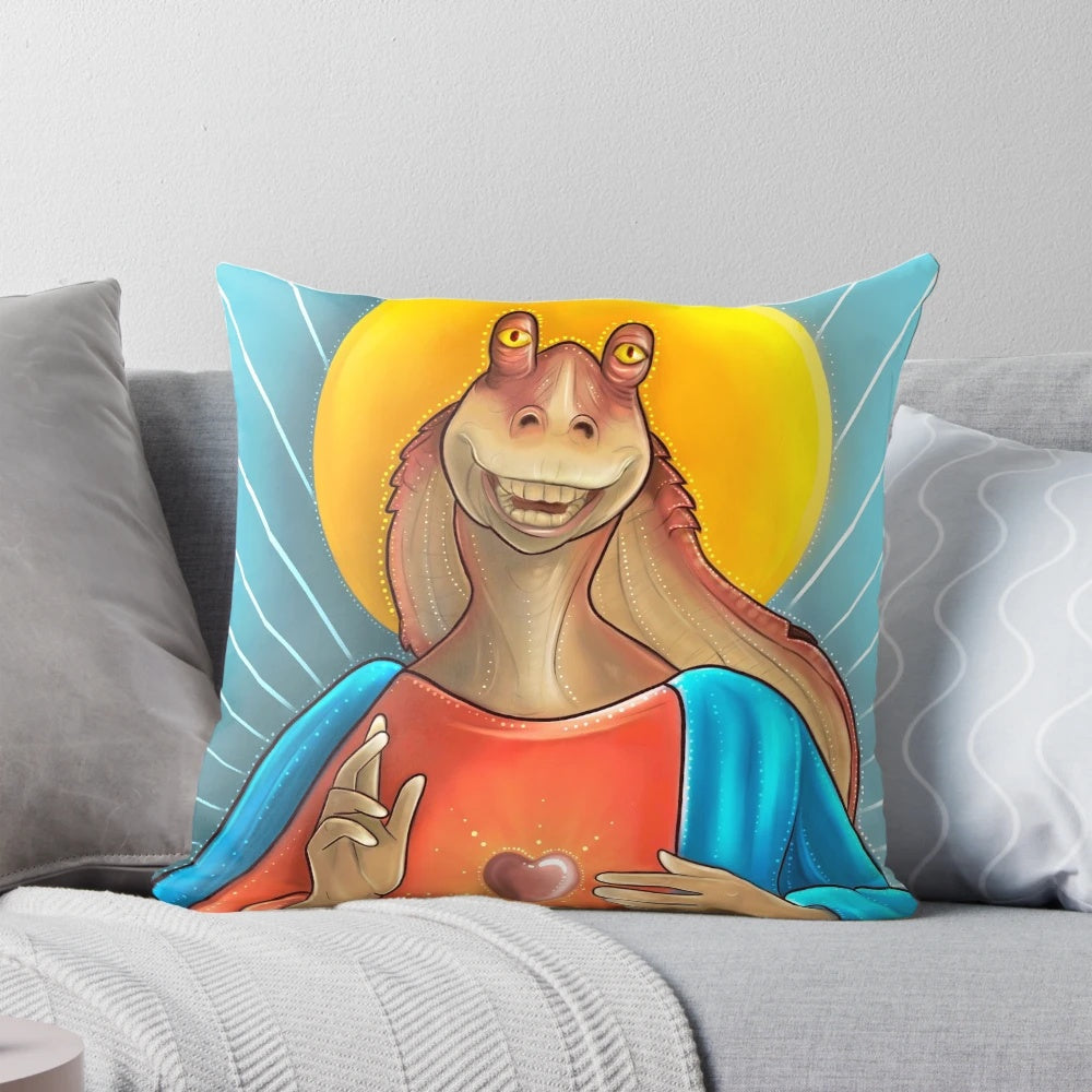 Jar Jar Binks 2.0 novelty pillow, featuring a humorous depiction of the infamous Star Wars character