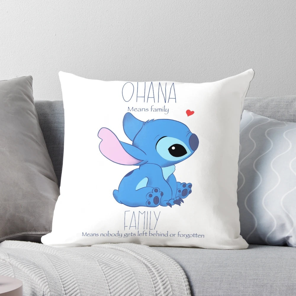 Plush Ohana Family Stitch-Themed Decorative Pillow