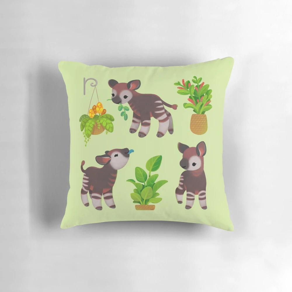 Okapi animal-themed decorative pillow for kids' rooms and nurseries