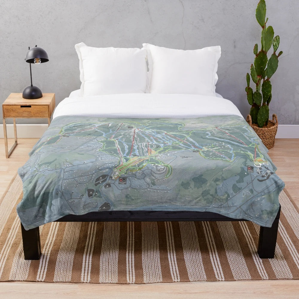 Okemo Resort plush blanket featuring a detailed trail map design