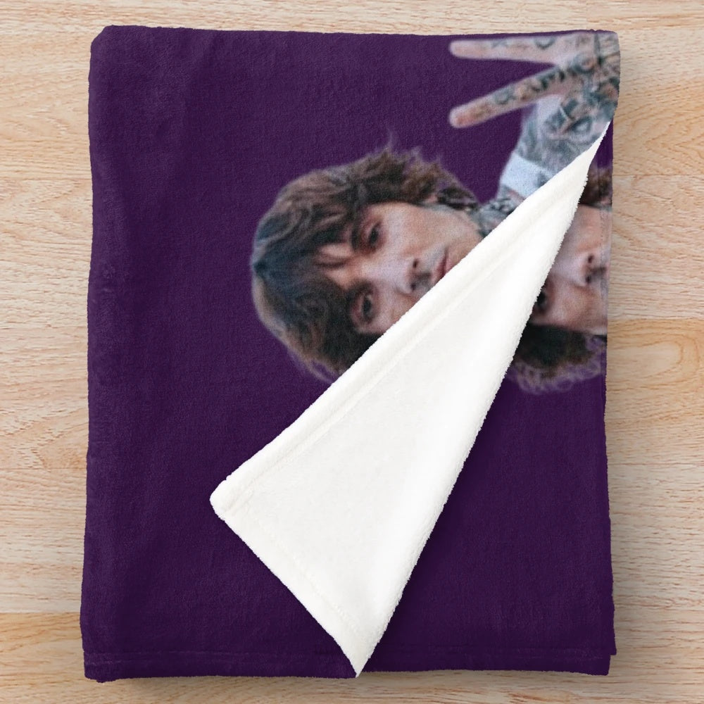 Oli Sykes inspired peace sign plush blanket