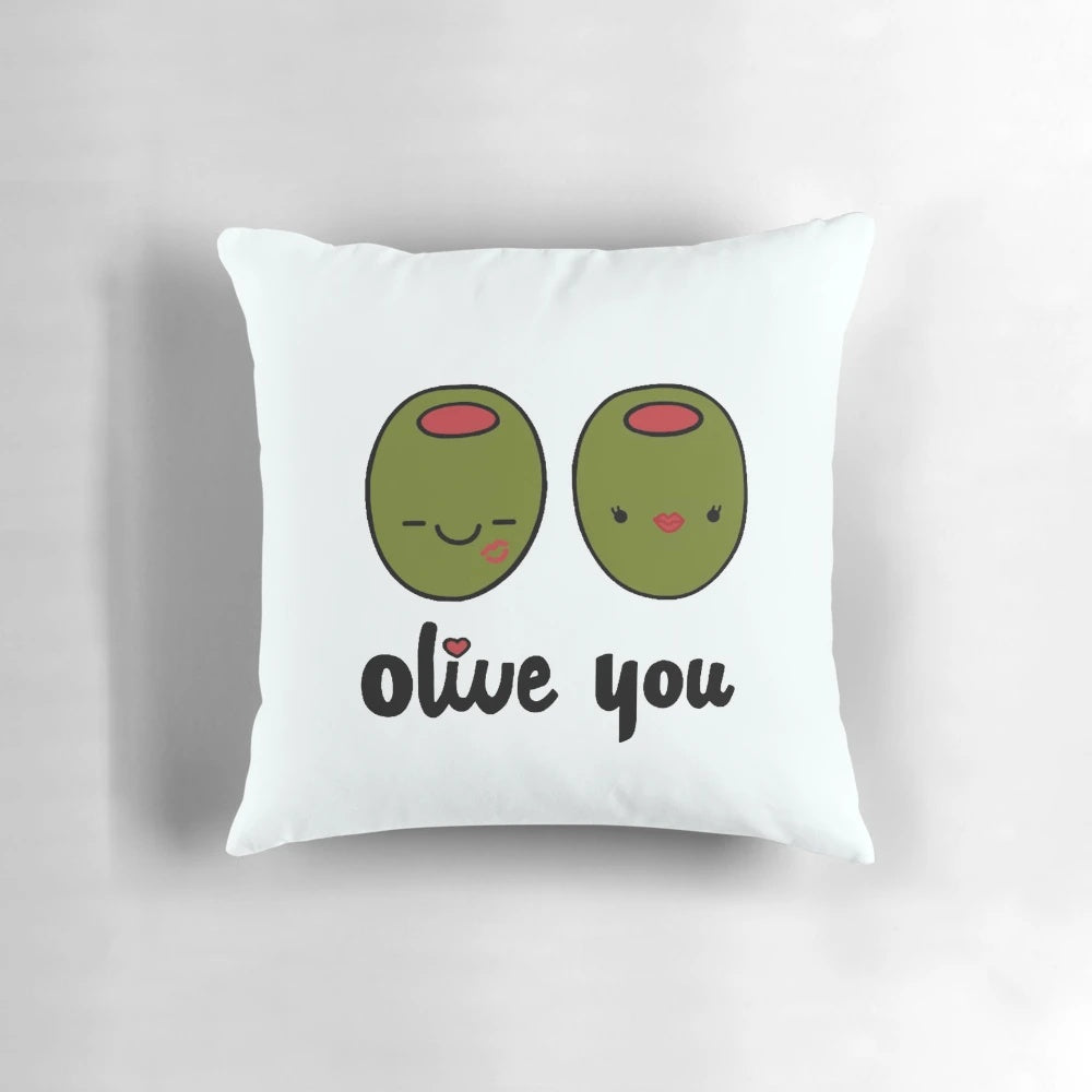 Olive You Heart Pillow - Adorable green olive-shaped pillow with heart design for Valentine's Day