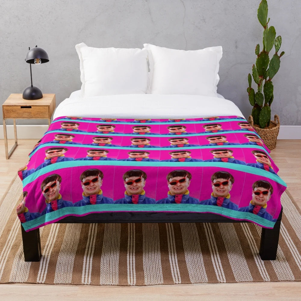 Oliver Tree inspired plush blanket featuring the artist's unique aesthetic and imagery