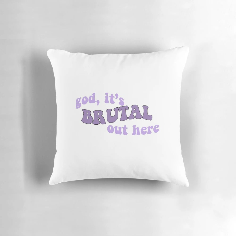 Olivia Rodrigo "Brutal" lyrics printed on a soft, high-quality pillow
