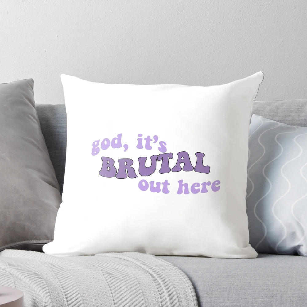 Olivia Rodrigo "Brutal" lyrics printed on a soft, high-quality pillow