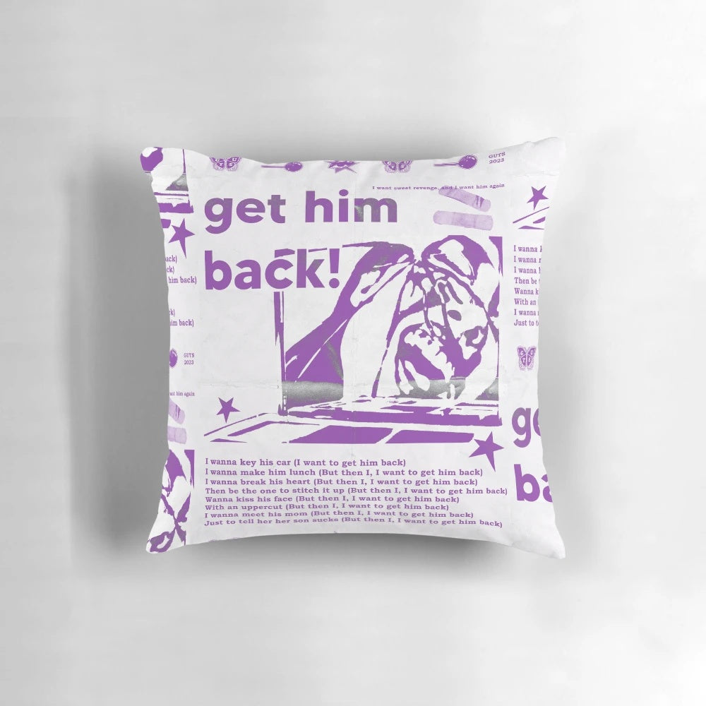 Olivia Rodrigo 'GUTS' inspired pillow featuring vampire band-aid design