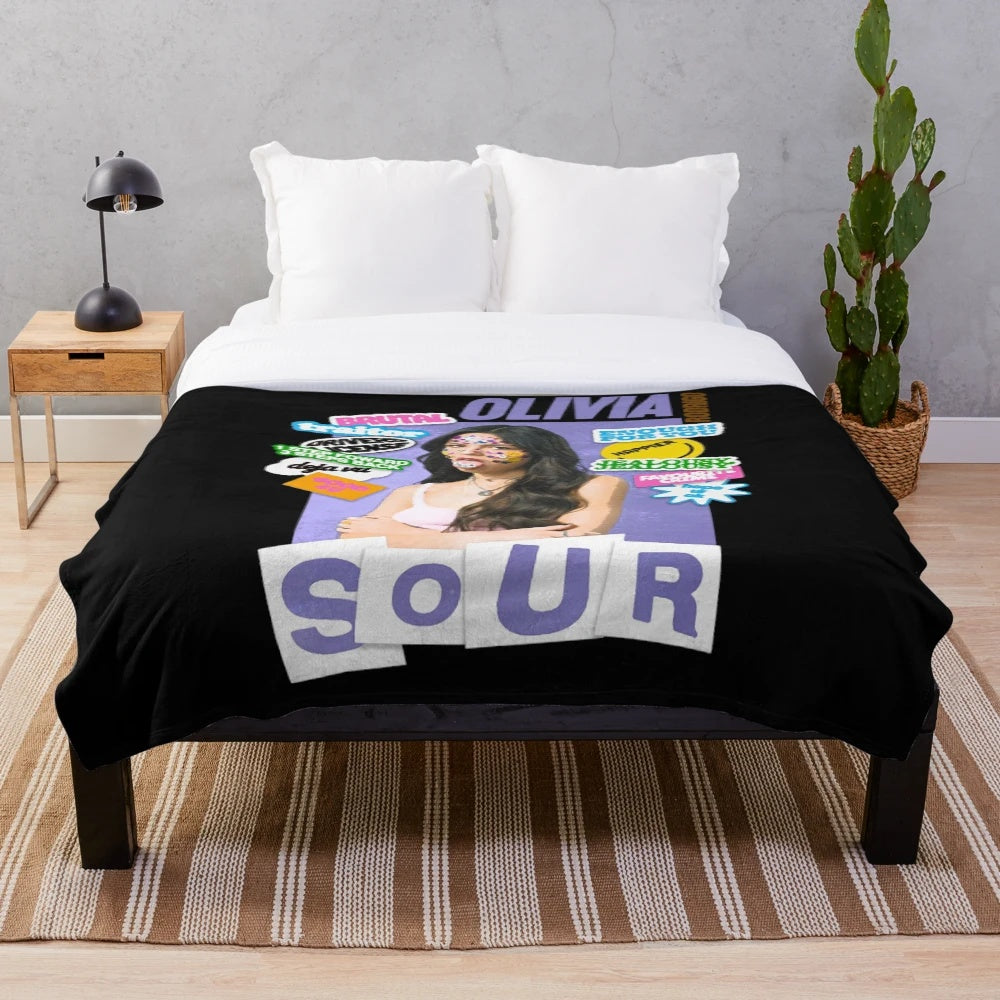 Olivia Rodrigo inspired plush blanket featuring the Sour album design