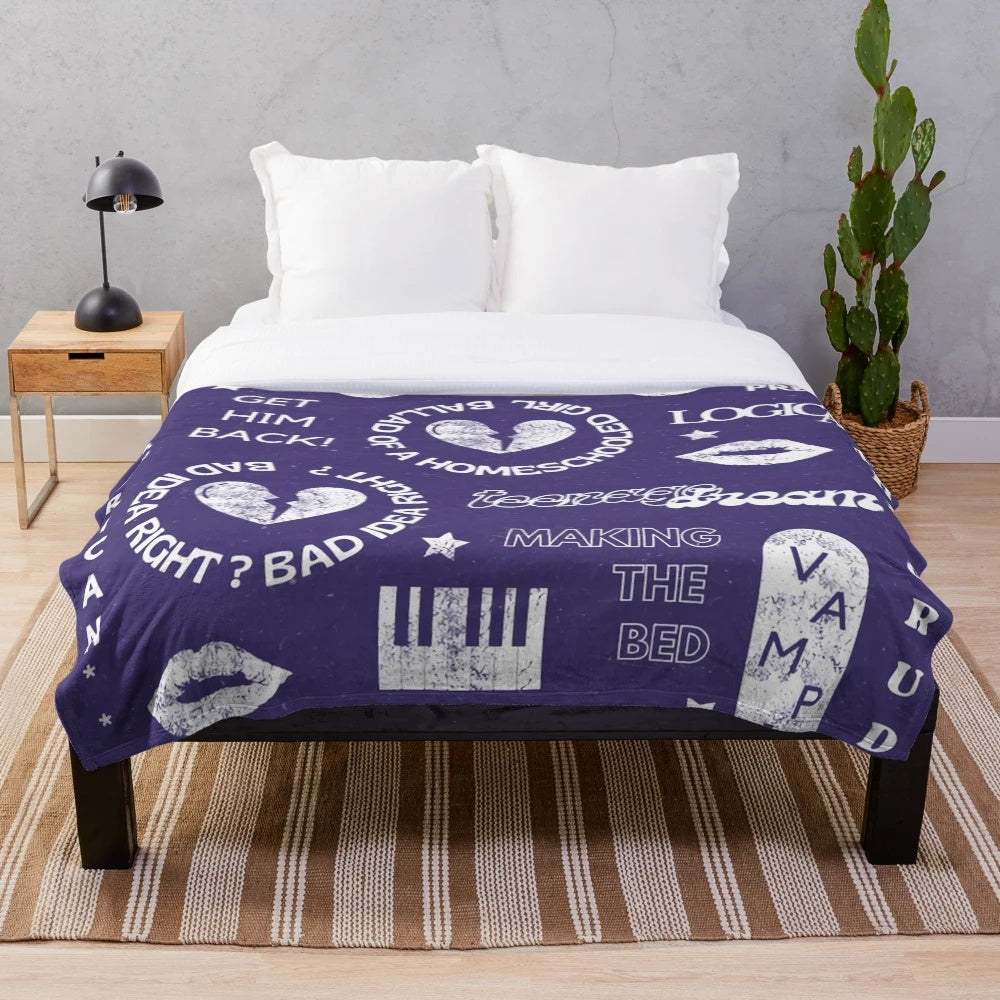 Olivia Rodrigo inspired plush blanket with vampire and sour album design