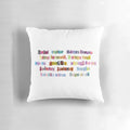 Sour Song Titles Pillow featuring lyrics from Olivia Rodrigo's album "Sour