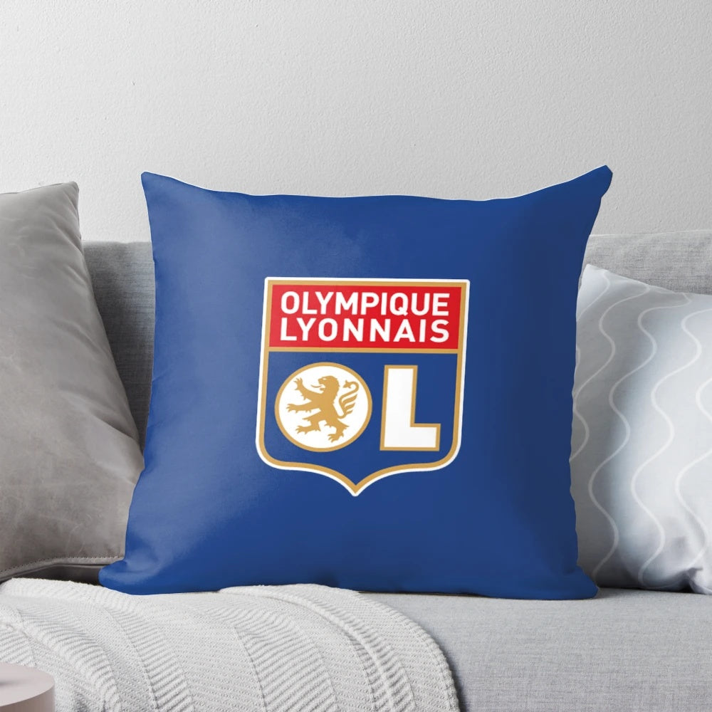 Olympique Lyonnais soccer team logo on a plush, comfortable pillow