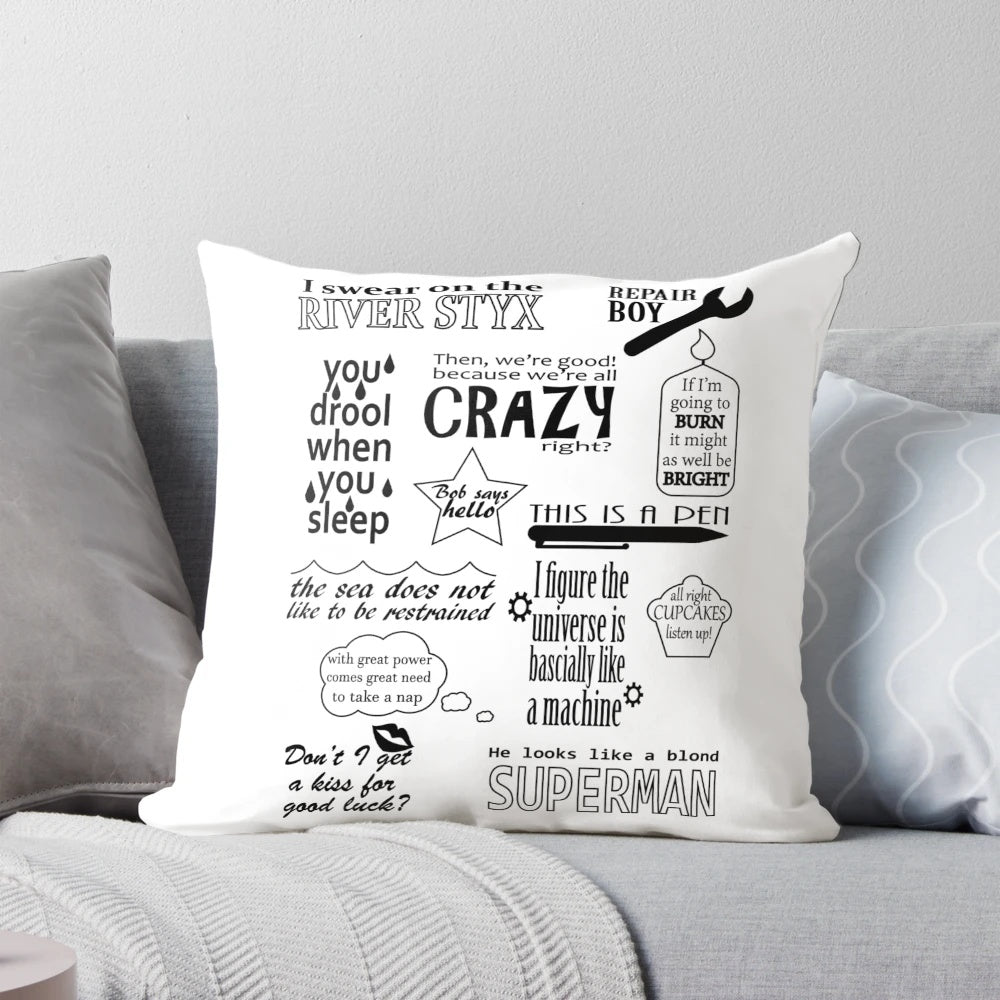 Pillow featuring inspirational quotes from the Heroes of Olympus book series
