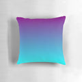 Turquoise and purple ombre gradient pillow with a minimalist, aesthetic design