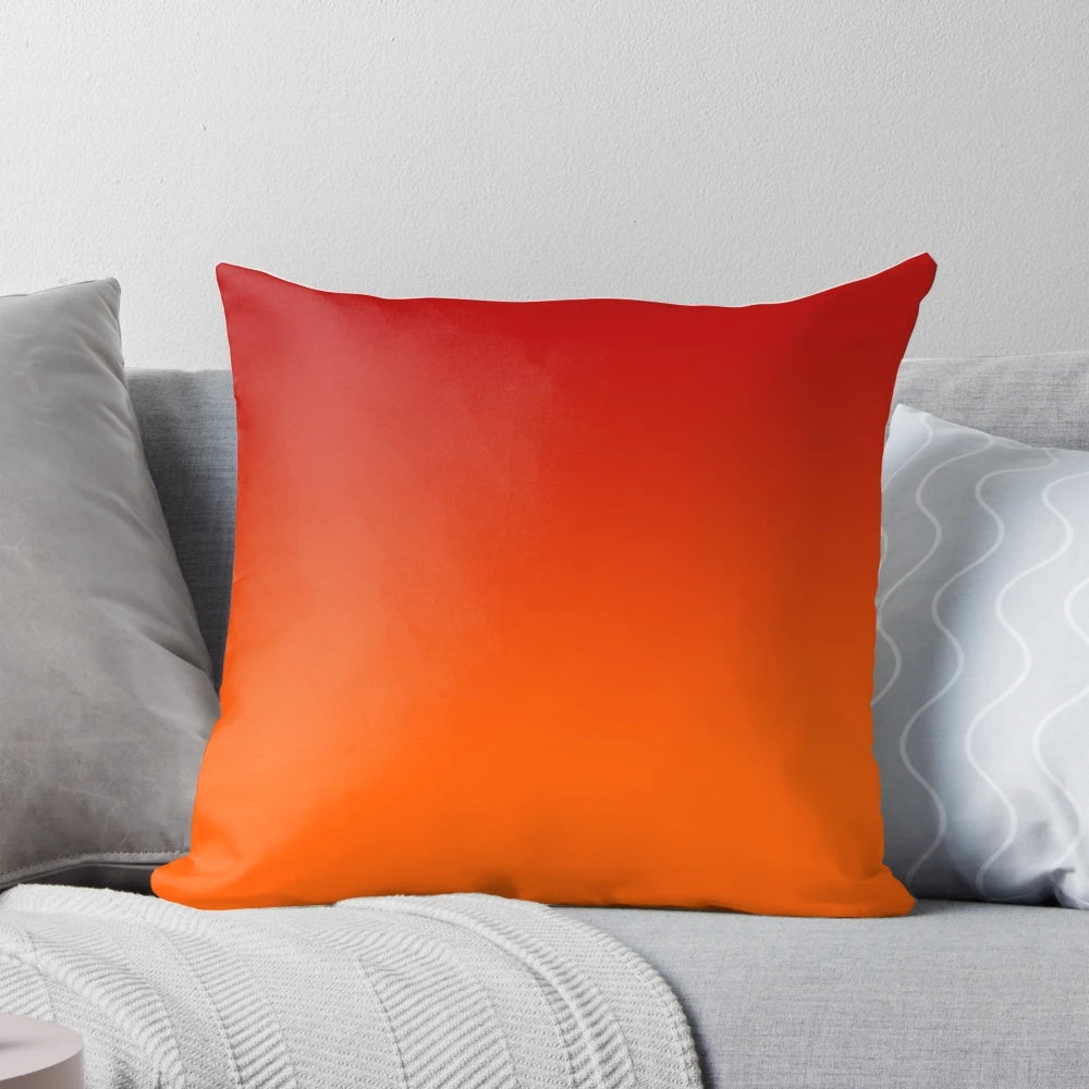 Red to orange ombre gradient throw pillow for living room or bedroom