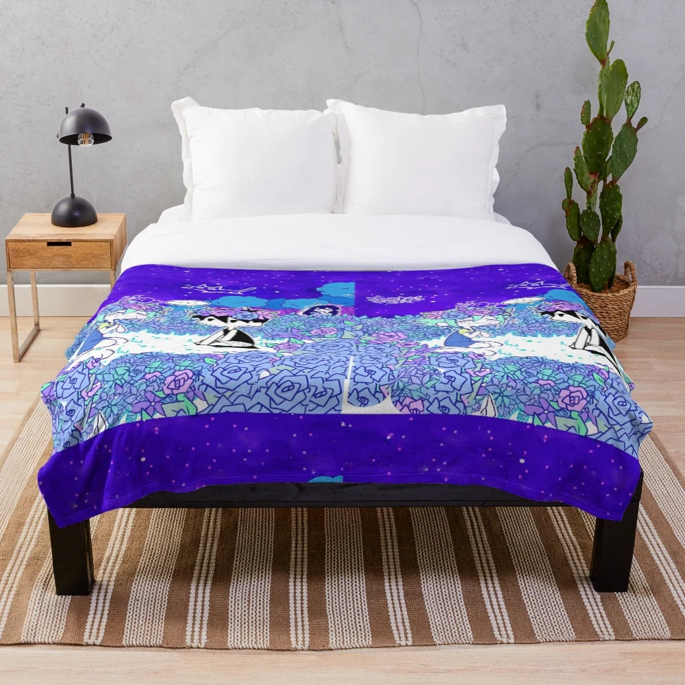 Omori Basil and Flower Themed Plush Blanket