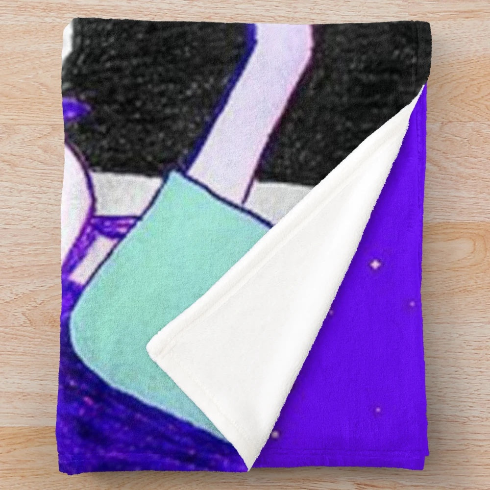 OMORI character plush blanket featuring cartoon sketch design