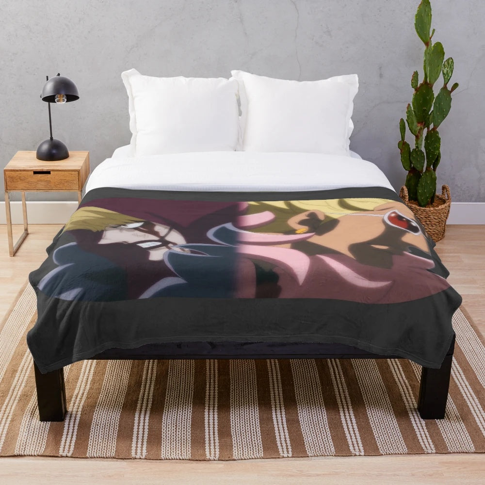One Piece inspired Donquixote Doflamingo and Corazon plush blanket
