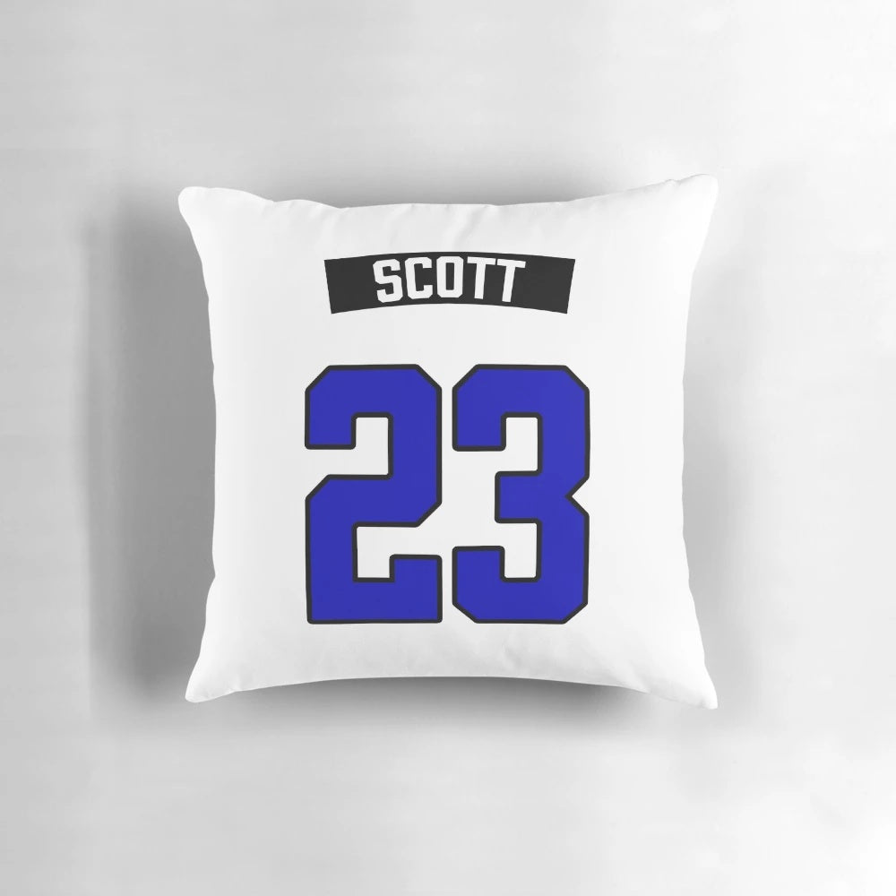 Soft, plush pillow featuring the iconic Nathan Scott #23 jersey from the TV show One Tree Hill