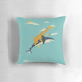 Onward decorative pillow with giraffe and shark design
