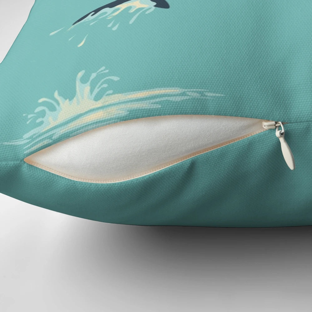 Onward decorative pillow with giraffe and shark design