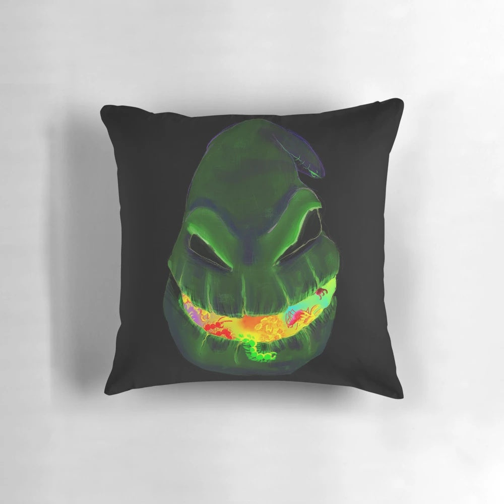 Oogie Boogie themed plush throw pillow featuring the iconic villain from Nightmare Before Christmas